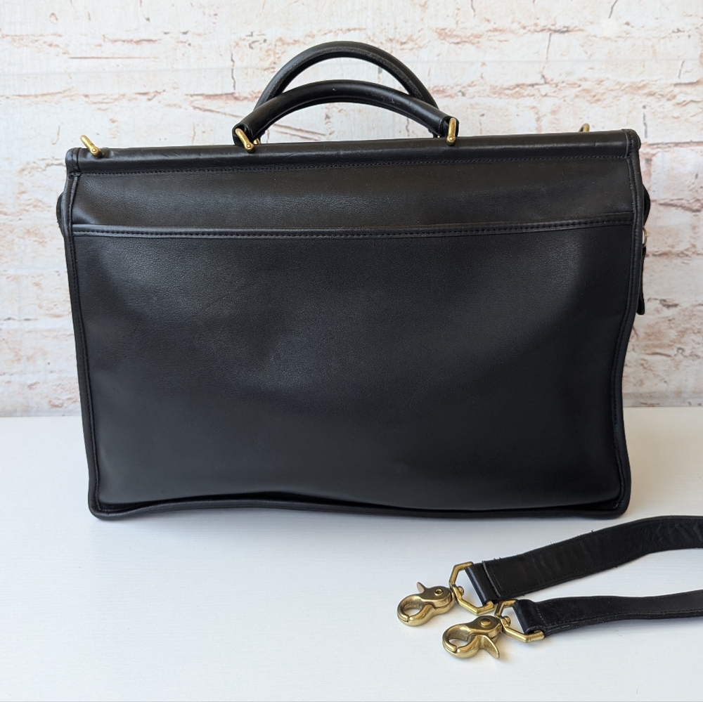 Coach  Vintage Lenox Black Leather Briefcase with Gold Accents - Picture 9 of 16